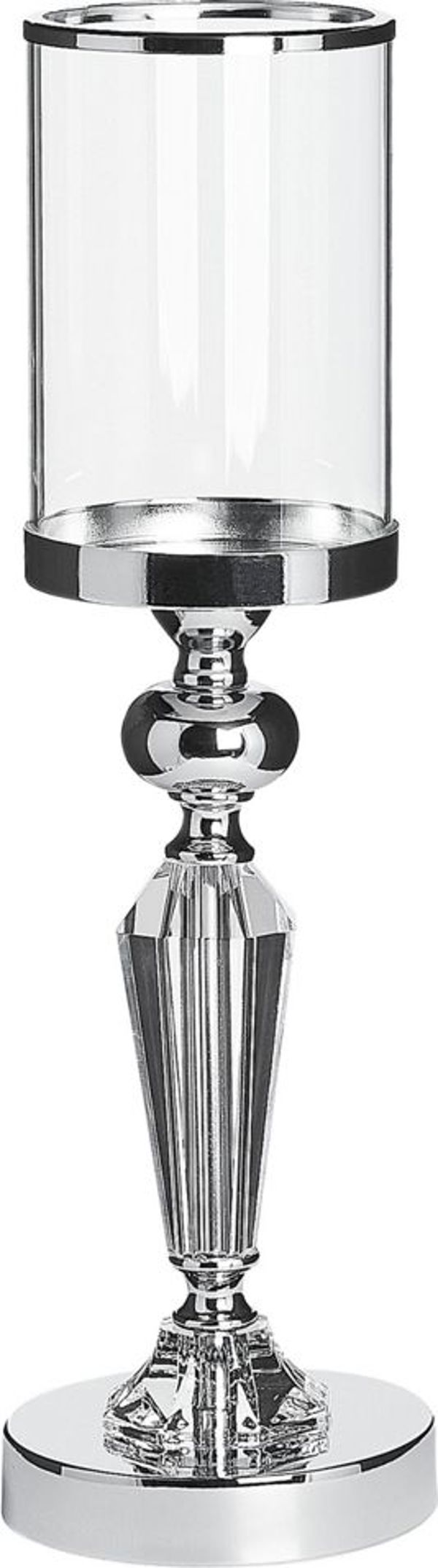 Κηροπήγιο Beliani BONAO, 42 cm, Διακοσμητικό από Γυαλί και Μέταλλο, Ασημί