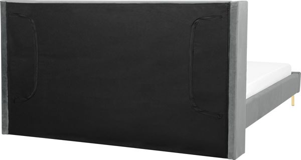 Beliani Κρεβάτι Villette Βελούδινο Γκρι 160x200 cm - Διπλό Κρεβάτι με Ξύλινο Σκελετό