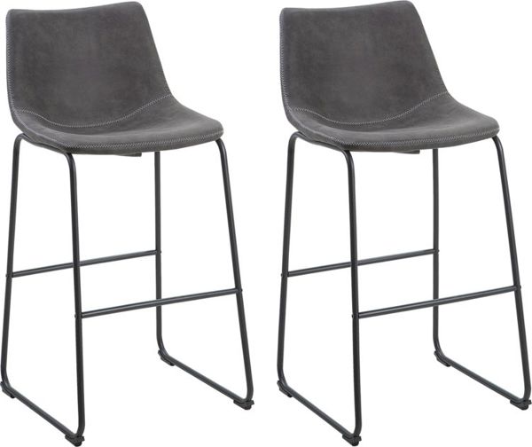 Beliani Σετ 2 Καρέκλες Μπαρ Franks, Υφασμάτινες, Γκρι, 4251682205009
