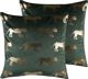 Beliani Σετ 2 Διακοσμητικά Μαξιλάρια BLUEBELL, Βελούδινα με Χρυσό Σχέδιο Τίγρης, Πράσινα, 45 x 45 cm