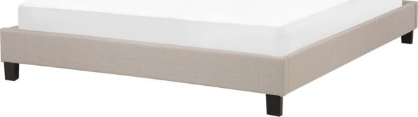Beliani Επενδυμένο κρεβάτι χωρίς κεφαλάρι 160 x 200 cm μπεζ ROANNE 8135395 4260624110165