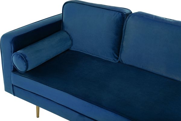 Beliani Αριστερή βελούδινη σεζλόνγκ μπλε MIRAMAS 8034713 4251682215404