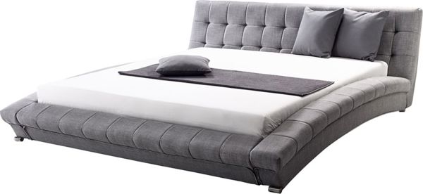 Beliani Επενδυμένο κρεβάτι 160 x 200 cm γκρι LILLE 8135383 4260580932719