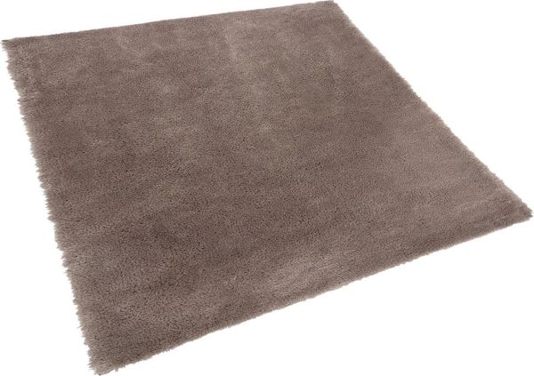 Beliani Χαλί Shaggy Evren 200 x 200 cm Καφέ Βαμβακερό