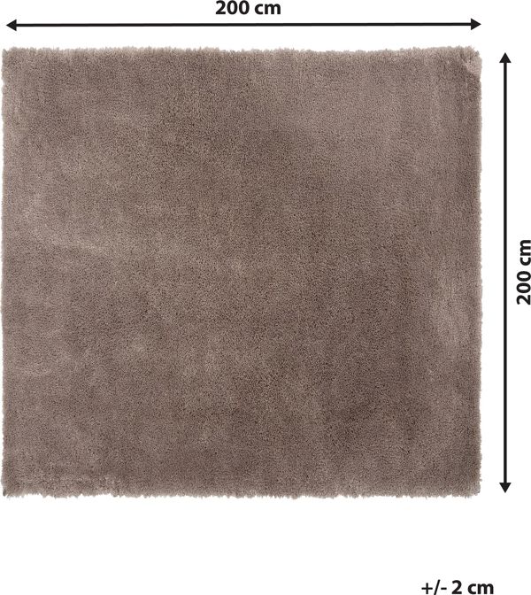 Beliani Χαλί Shaggy Evren 200 x 200 cm Καφέ Βαμβακερό