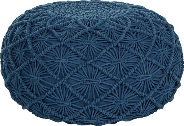 Πουφ Μακραμέ Beliani Lumarko ⌀ 50 cm Navy Blue Berkane! 12291484 4251682287463
