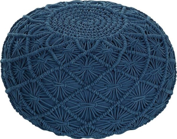 Πουφ Μακραμέ Beliani Lumarko ⌀ 50 cm Navy Blue Berkane! 12291484 4251682287463