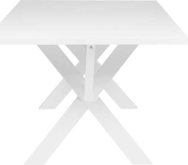 Τραπεζαρία Beliani LISALA 180x100cm, Λευκή Μοντέρνα Τραπεζαρία από MDF με Ξύλινα Πόδια