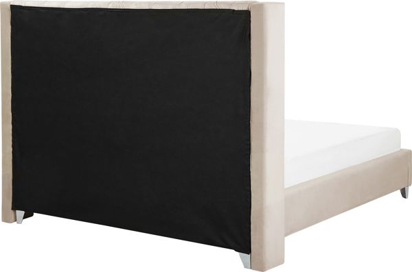 Beliani Κρεβάτι LUBBON Βελούδινο Μπεζ 160x200 cm