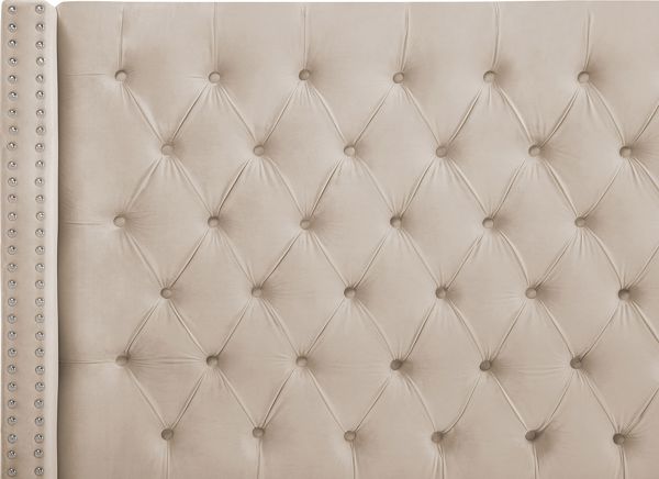 Beliani Κρεβάτι LUBBON Βελούδινο Μπεζ 160x200 cm