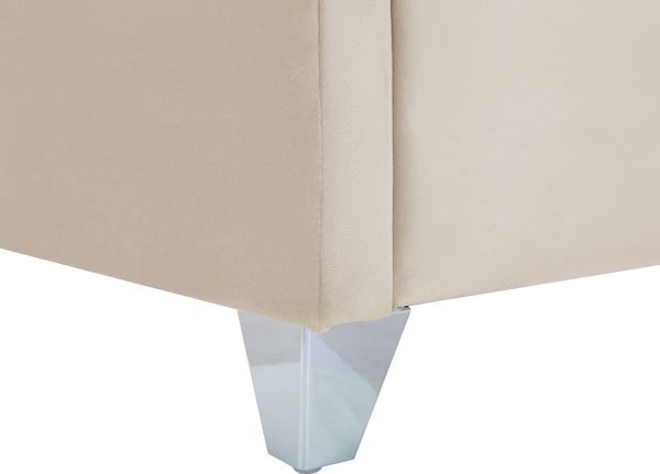 Beliani Κρεβάτι LUBBON Βελούδινο Μπεζ 160x200 cm