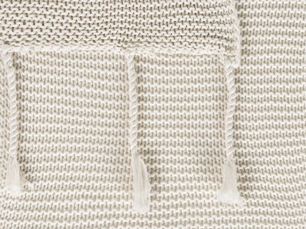 Κουβέρτα Beliani Nazilli 100% Βαμβακερή με Κρόσσια Boho 125x150 cm Μπεζ