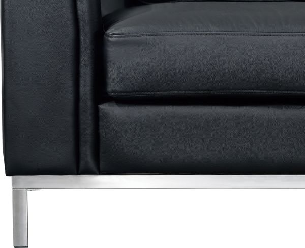 Beliani OSLO Γωνιακός Καναπές Δεξιά Γωνία, Φυσικό Δέρμα, Μαύρος