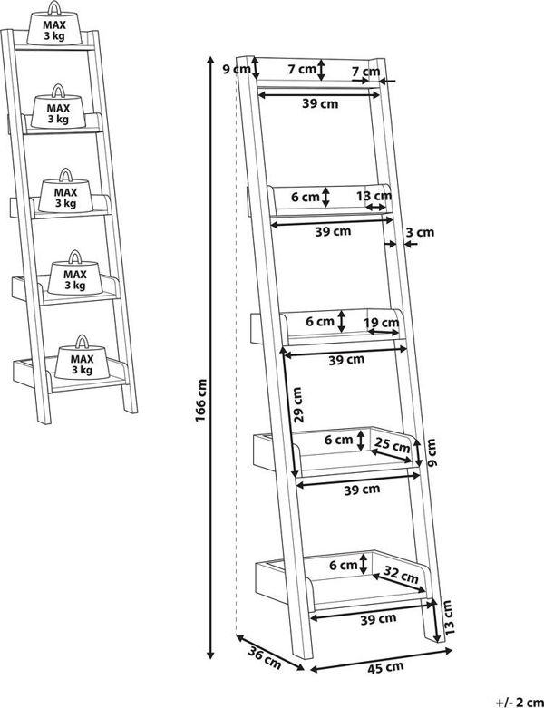 Ράφι Beliani Ladder με 5 ράφια, γκρι MOBILE DUO 7983815 4260624117652