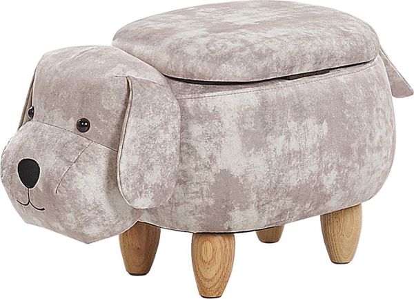 Πουφ Ζώο Beliani με αποθήκευση, βελούδινο μπεζ DOGGY 8279364 4251682250412