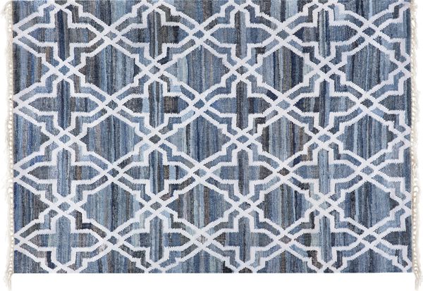 Beliani Χαλί ADIYAMAN Βαμβακερό Χειροποίητο Boho 140x200cm Μπλε