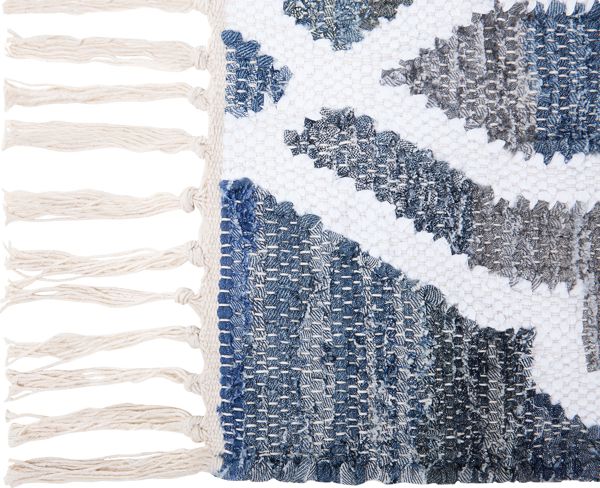 Beliani Χαλί ADIYAMAN Βαμβακερό Χειροποίητο Boho 140x200cm Μπλε