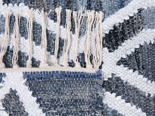 Beliani Χαλί ADIYAMAN Βαμβακερό Χειροποίητο Boho 140x200cm Μπλε