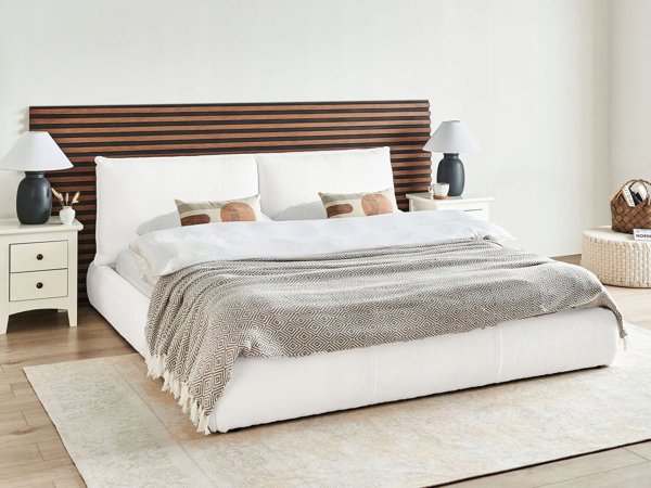Κρεβάτι Boucle VINAY 180 x 200 cm Λευκό Lumarko!