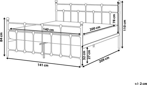 Beliani Μεταλλικό κρεβάτι 140 x 200 cm μαύρο LYNX 8406143 4251682259286