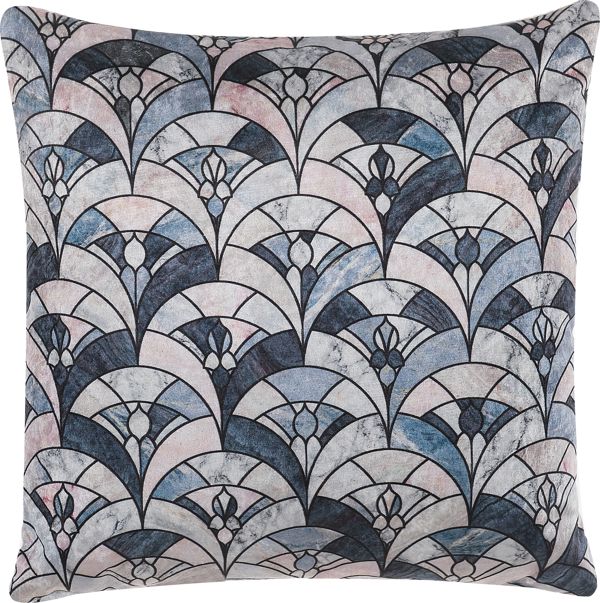 Beliani Σετ 2 Διακοσμητικά Μαξιλάρια KOODAL 45x45 cm, Μπλε & Μπεζ με Μοτίβο Βιτρό
