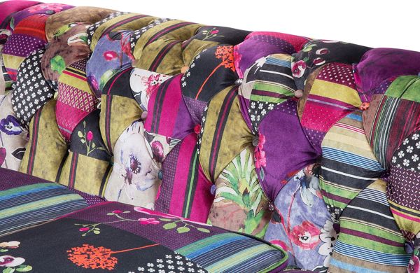 Beliani 3θέσιος καναπές patchwork, μωβ CHESTERFIELD 8083360 4260580920976