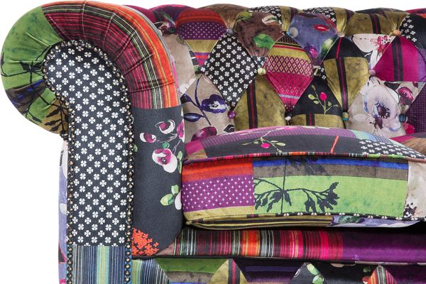 Beliani 3θέσιος καναπές patchwork, μωβ CHESTERFIELD 8083360 4260580920976