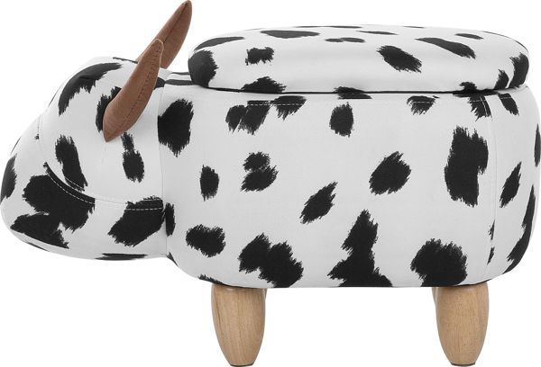 Beliani Πουφ Ζώο Cow με Αποθηκευτικό Χώρο, Μαύρο-Λευκό