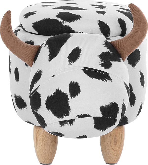 Beliani Πουφ Ζώο Cow με Αποθηκευτικό Χώρο, Μαύρο-Λευκό