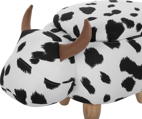 Beliani Πουφ Ζώο Cow με Αποθηκευτικό Χώρο, Μαύρο-Λευκό