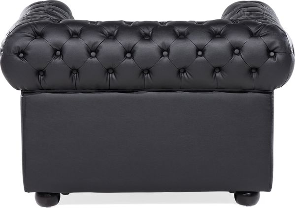 Πολυθρόνα Beliani Chesterfield από Γνήσιο Δέρμα, Μαύρη, Κλασικό Σχέδιο