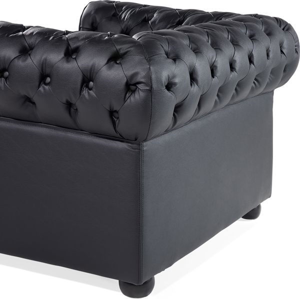 Πολυθρόνα Beliani Chesterfield από Γνήσιο Δέρμα, Μαύρη, Κλασικό Σχέδιο