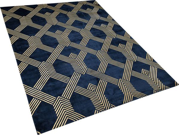 Beliani Χαλί Viscose VEKSE, Γεωμετρικό Μοτίβο, Μπλε, 160x230 cm