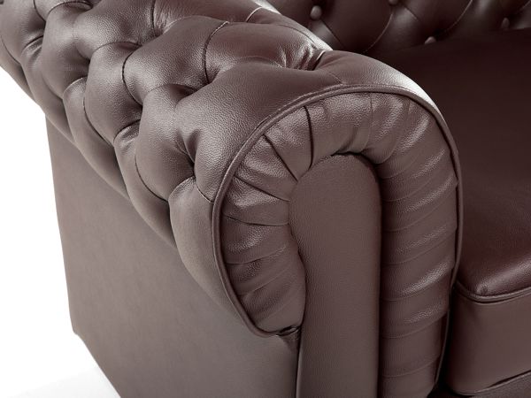 Beliani Πολυθρόνα Chesterfield Δερμάτινη Καφέ 8083463