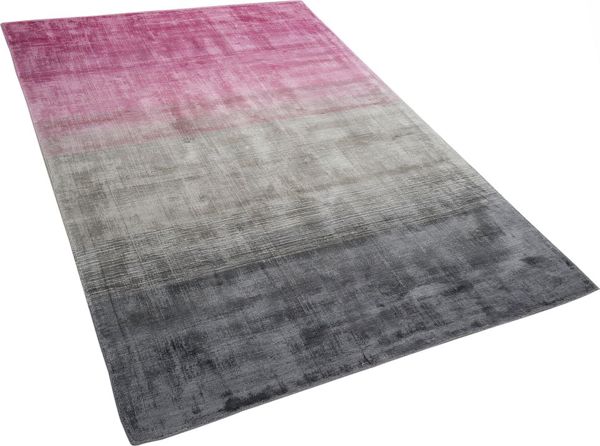 Χαλί Beliani Ercis Βισκόζης 140x200 cm, Ροζ και Γκρι με Εφέ Ombre