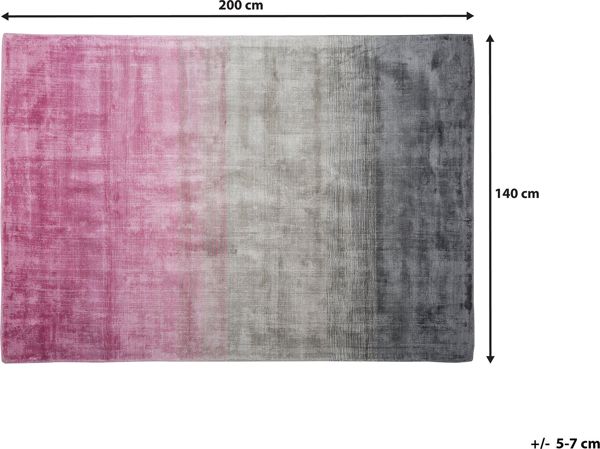 Χαλί Beliani Ercis Βισκόζης 140x200 cm, Ροζ και Γκρι με Εφέ Ombre