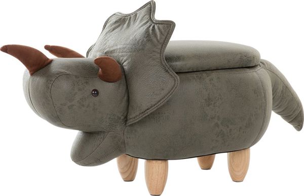 Beliani Pufa zwierzak ze schowkiem zielona TRICERATOPS
