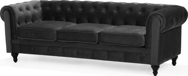 Σετ σαλονιού Beliani Velor για 4 άτομα, μαύρο CHESTERFIELD 8034742 4260624112169