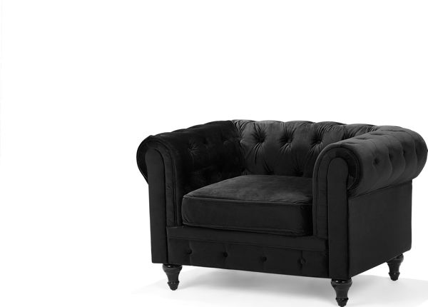 Σετ σαλονιού Beliani Velor για 4 άτομα, μαύρο CHESTERFIELD 8034742 4260624112169