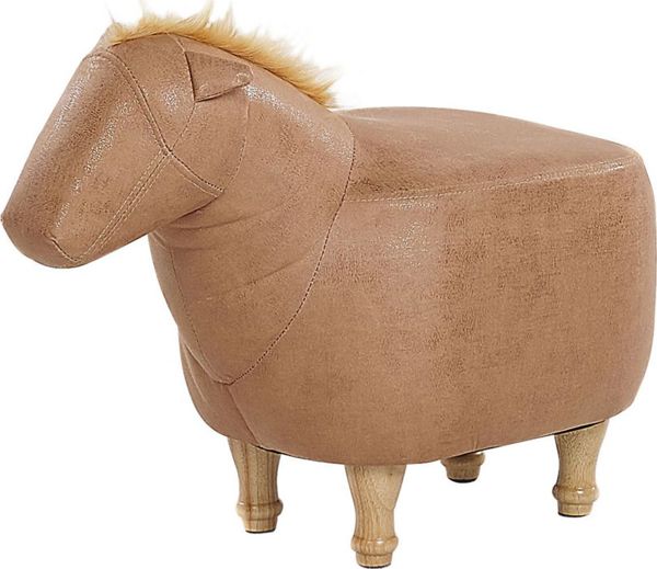 Πουφ Ζώου Beliani, μπεζ οικολογικό δέρμα HORSE 8033418 4251682250368