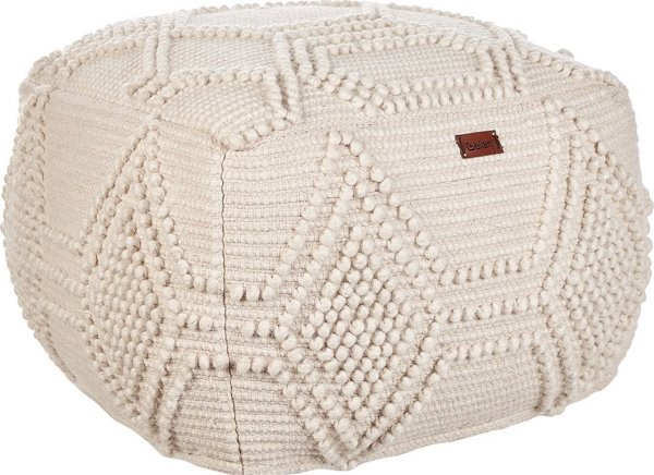 Πουφ Μάλλινο Beliani 60 x 60 x 40 cm μπεζ CHOIM Lumarko! 13569712 4255664861436