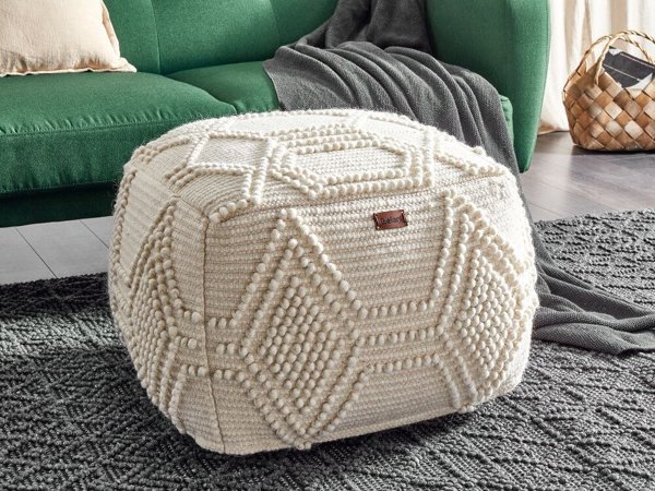 Πουφ Μάλλινο Beliani 60 x 60 x 40 cm μπεζ CHOIM Lumarko! 13569712 4255664861436