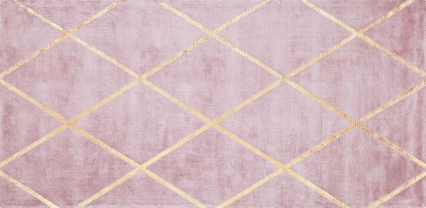 Beliani Χαλί ATIKE Viscose Γεωμετρικό Ροζ & Χρυσό 80x150 cm