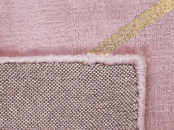 Beliani Χαλί ATIKE Viscose Γεωμετρικό Ροζ & Χρυσό 80x150 cm
