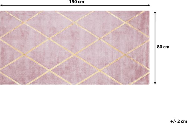 Beliani Χαλί ATIKE Viscose Γεωμετρικό Ροζ & Χρυσό 80x150 cm