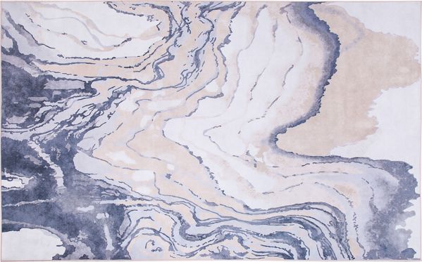 Beliani Μοκέτα Gebze 140x200cm, Αφηρημένο Σχέδιο, Μπεζ και Μπλε, Υψηλής Ποιότητας Τσόχα