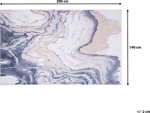 Beliani Μοκέτα Gebze 140x200cm, Αφηρημένο Σχέδιο, Μπεζ και Μπλε, Υψηλής Ποιότητας Τσόχα