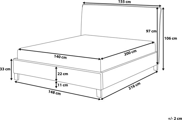 Beliani Επενδυμένο κρεβάτι 140 x 200 cm μπεζ SENNEZ 8135380 4260602374879