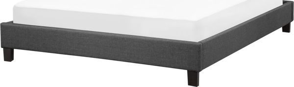 Beliani Επενδυμένο κρεβάτι χωρίς κεφαλάρι 140 x 200 cm γκρι ROANNE 8083204 4260624110127