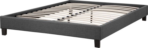 Beliani Επενδυμένο κρεβάτι χωρίς κεφαλάρι 140 x 200 cm γκρι ROANNE 8083204 4260624110127